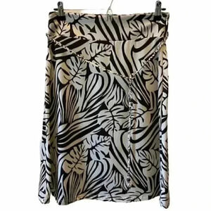 Dynamite A-Line Skirt Cream & Brown Palm Print Flowy  Size 2